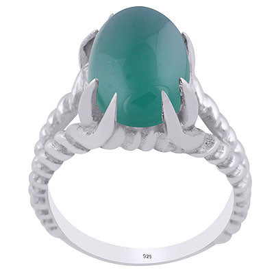 Unique Stone Setting Green Onyx Oval Shape 925 Sterling Solid Silver Ring - R3402917-14