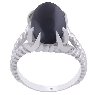 Unique Stone Setting Black Onyx Oval Shape 925 Sterling Solid Silver Ring - R3402917-7