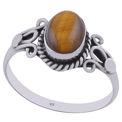 Stunning Handwork Around Tiger's Eye Oval Shape 925 Sterling Solid Silver Ring - R3402921-11