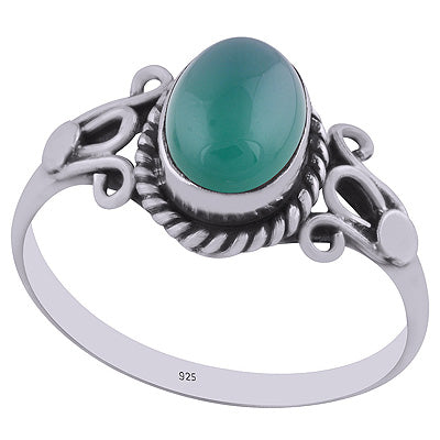 Stunning Handwork Around Green Onyx Oval Shape 925 Sterling Solid Silver Ring - R3402921-8