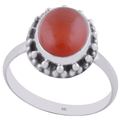 Beautiful Rawa Work Around Carnelian Oval Shape 925 Sterling Solid Silver Ring - R3402923-7