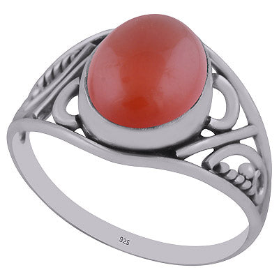 Stunning Handwork Around Carnelian Oval Shape 925 Sterling Solid Silver Ring - R3402925-7