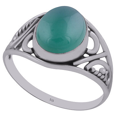 Stunning Handwork Around Green Onyx Oval Shape 925 Sterling Solid Silver Ring - R3402925-8