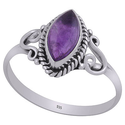 Gorgeous Wire & Rawa Work Around Amethyst Marquise Shape 925 Sterling Solid Silver Ring - R3402932-21
