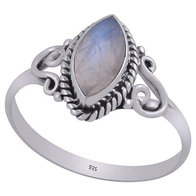 Gorgeous Wire & Rawa Work Around Rainbow Moonstone Marquise Shape 925 Sterling Solid Silver Ring - R3402932-24
