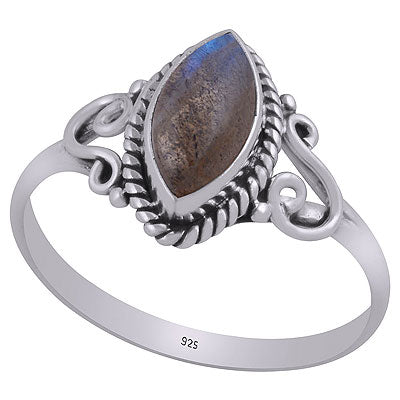 Gorgeous Wire & Rawa Work Around Labradorite Marquise Shape 925 Sterling Solid Silver Ring - R3402932-25