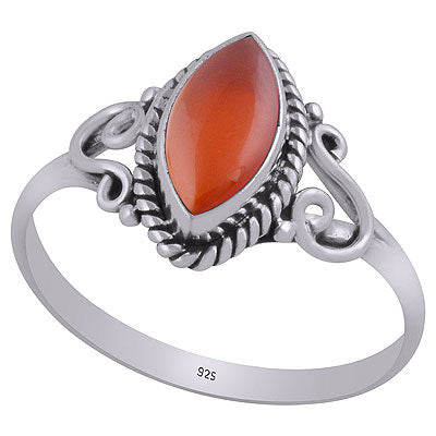 Gorgeous Wire & Rawa Work Around Carnelian Marquise Shape 925 Sterling Solid Silver Ring - R3402932-26