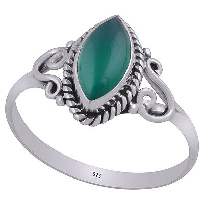 Gorgeous Wire & Rawa Work Around Green Onyx Marquise Shape 925 Sterling Solid Silver Ring - R3402932-27