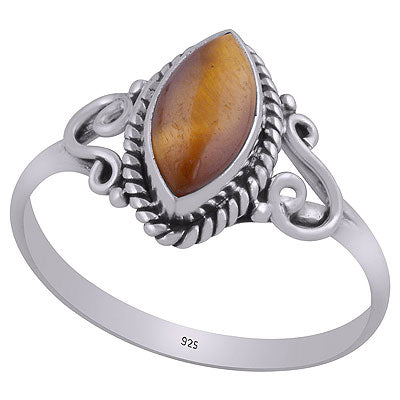 Gorgeous Wire & Rawa Work Around Tiger's Eye Marquise Shape 925 Sterling Solid Silver Ring - R3402932-30