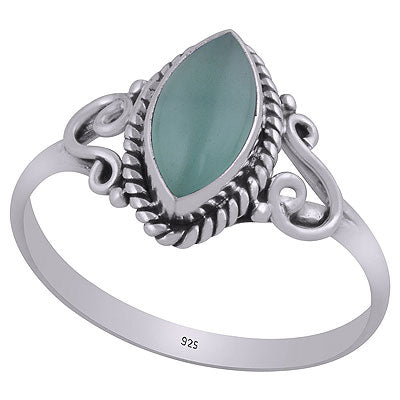Gorgeous Wire & Rawa Work Around Aqua Chalcedony Marquise Shape 925 Sterling Solid Silver Ring - R3402932-37