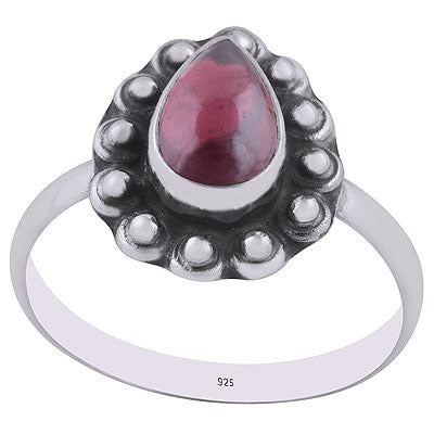 Stunning Rawa Work Around Garnet Pear Shape 925 Sterling Solid Silver Ring - R3402936-2