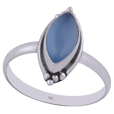 Minimal Rawa Work Around Blue Chalcedony Marquise Shape 925 Sterling Solid Silver Ring - R3402937-9
