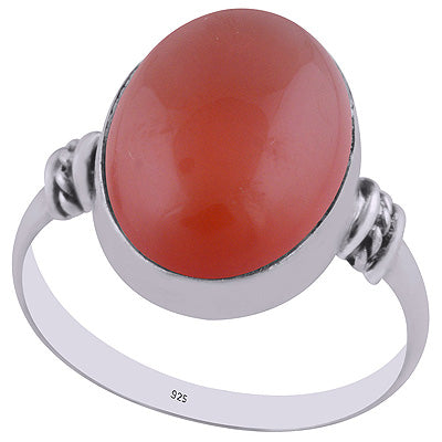 Beautiful Texured Wire Around Carnelian Oval Shape 925 Sterling Solid Silver Ring - R3402938-12