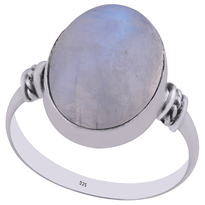 Beautiful Texured Wire Around Rainbow Moonstone Oval Shape 925 Sterling Solid Silver Ring - R3402938-2