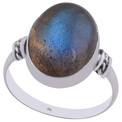 Beautiful Texured Wire Around Labradorite Oval Shape 925 Sterling Solid Silver Ring - R3402938-3