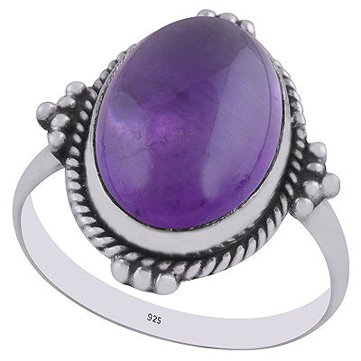 Stunning Rawa Work Around Amethyst Oval Shape 925 Sterling Solid Silver Ring - R3402939-1