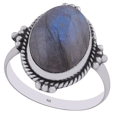 Stunning Rawa Work Around Labradorite Oval Shape 925 Sterling Solid Silver Ring - R3402939-3