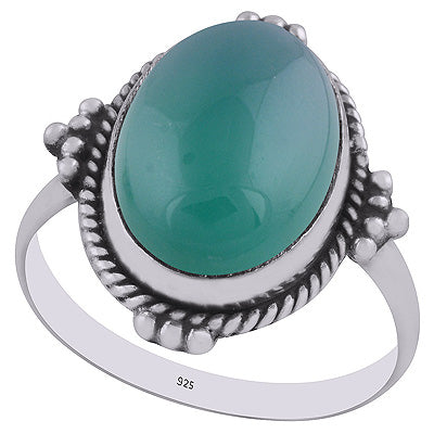 Stunning Rawa Work Around Green Onyx Oval Shape 925 Sterling Solid Silver Ring - R3402939-8
