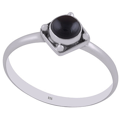 Edgy Rawa Work Around Black Onyx Round Shape 925 Sterling Solid Silver Ring - R3402943-13