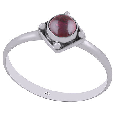 Edgy Rawa Work Around Garnet Round Shape 925 Sterling Solid Silver Ring - R3402943-2