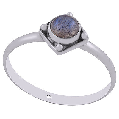 Edgy Rawa Work Around Labradorite Round Shape 925 Sterling Solid Silver Ring - R3402943-5