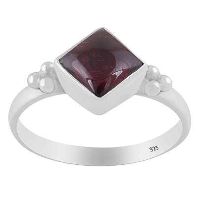 Stunning Rawa Around Garnet Rhombus Shape 925 Sterling Solid Silver Ring - R3402949-2