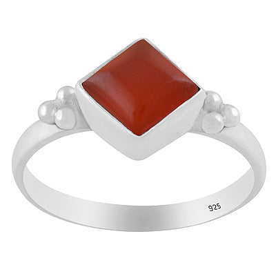 Stunning Rawa Around Carnelian Rhombus Shape 925 Sterling Solid Silver Ring - R3402949-7