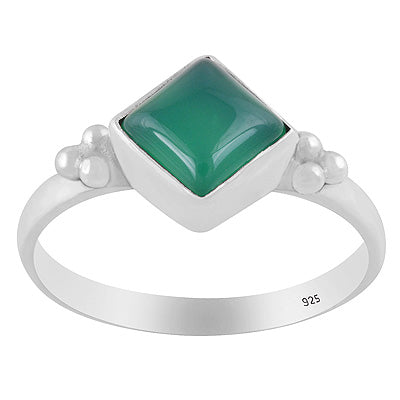 Stunning Rawa Around Green Onyx Rhombus Shape 925 Sterling Solid Silver Ring - R3402949-8
