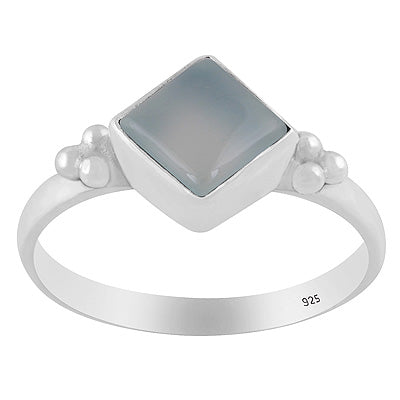 Stunning Rawa Around Aqua Chalcedony Rhombus Shape 925 Sterling Solid Silver Ring - R3402949-9