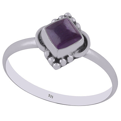 Beautiful HandWork Around Amethyst Rhombus Shape 925 Sterling Solid Silver Rings - R3402950-1