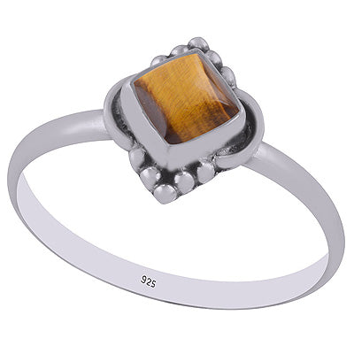 Beautiful HandWork Around Tiger's Eye Rhombus Shape 925 Sterling Solid Silver Rings - R3402950-10