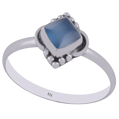 Beautiful HandWork Around Blue Chalcedony Rhombus Shape 925 Sterling Solid Silver Rings - R3402950-13