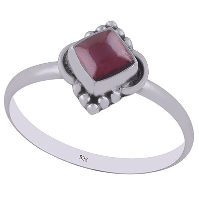 Beautiful HandWork Around Garnet Rhombus Shape 925 Sterling Solid Silver Rings - R3402950-2