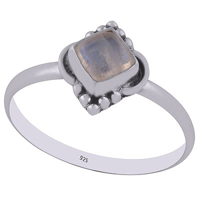 Beautiful HandWork Around Rainbow Moonstone Rhombus Shape 925 Sterling Solid Silver Rings - R3402950-4