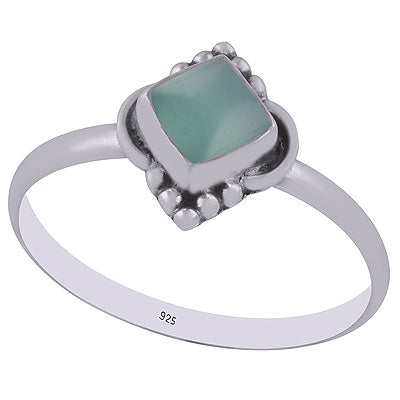 Beautiful HandWork Around Aqua Chalcedony Rhombus Shape 925 Sterling Solid Silver Rings - R3402950-9
