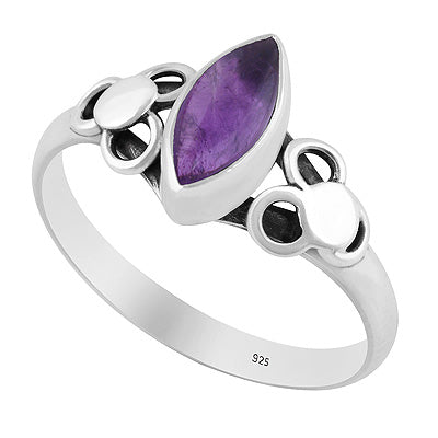 Alluring Hand Work Around Amethyst Marquise Shape 925 Sterling Solid Silver Ring - R3402952-1