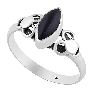 Alluring Hand Work Around Black Onyx Marquise Shape 925 Sterling Solid Silver Ring - R3402952-12