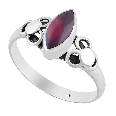 Alluring Hand Work Around Garnet Marquise Shape 925 Sterling Solid Silver Ring - R3402952-2