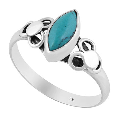 Alluring Hand Work Around Turquoise Marquise Shape 925 Sterling Solid Silver Ring - R3402952-3