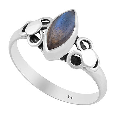 Alluring Hand Work Around Labradorite Marquise Shape 925 Sterling Solid Silver Ring - R3402952-5