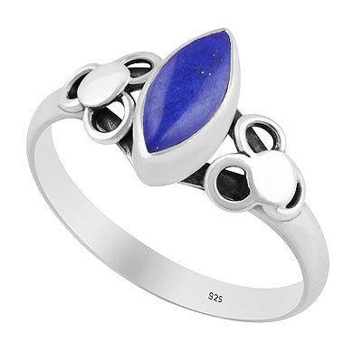 Alluring Hand Work Around Lapis Marquise Shape 925 Sterling Solid Silver Ring - R3402952-6
