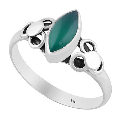 Alluring Hand Work Around Green Onyx Marquise Shape 925 Sterling Solid Silver Ring - R3402952-7