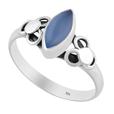 Alluring Hand Work Around Blue Chalcedony Marquise Shape 925 Sterling Solid Silver Ring - R3402952-8