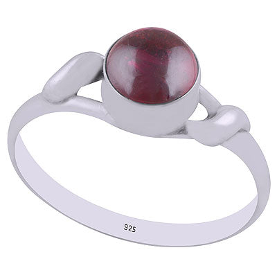 Gorgeous Handwork Around Garnet Round Shape 925 Sterling Solid Silver Ring - R3402960-2