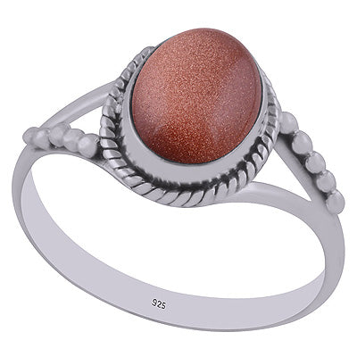 Stunning Rawa & Wire Work Around Golden Sun Stone Oval Shape 925 Sterling Solid Silver Ring - R3402961-10