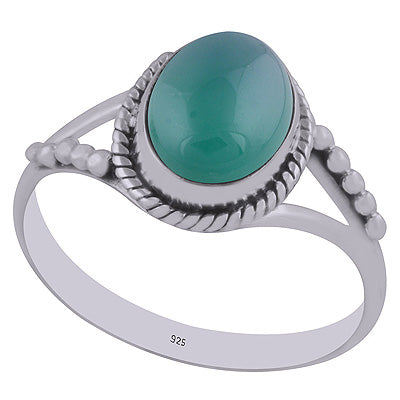 Stunning Rawa & Wire Work Around Green Onyx Oval Shape 925 Sterling Solid Silver Ring - R3402961-8