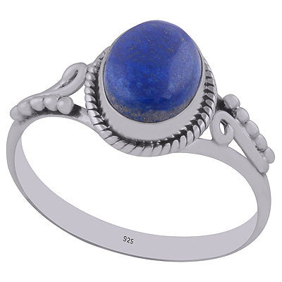Alluring Rawa Work Around Lapis Oval Shape 925 Sterling Solid Silver Ring - R3402962-6