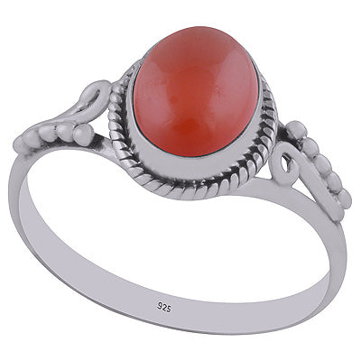 Alluring Rawa Work Around Carnelian Oval Shape 925 Sterling Solid Silver Ring - R3402962-7