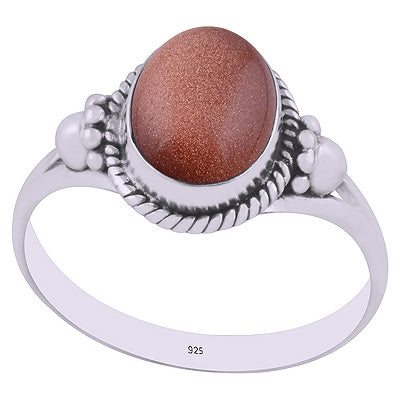 Gorgeous Handwork Around Golden Sun Stone Oval Shape 925 Sterling Solid Silver Ring - R3402964-10