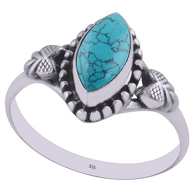 Gorgeous Handwork Around Turquoise Marquise Shape 925 Sterling Solid Silver Ring - R3402967-3